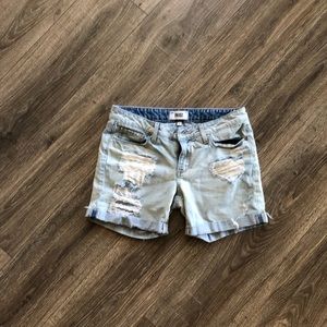 Paige distressed cuffed jean shorts